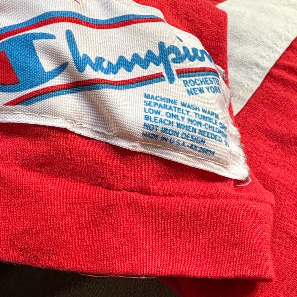 Red Vintage single Stitch San Francisco Forty Niners Shirt with White Stripes - Picture 12 of 14